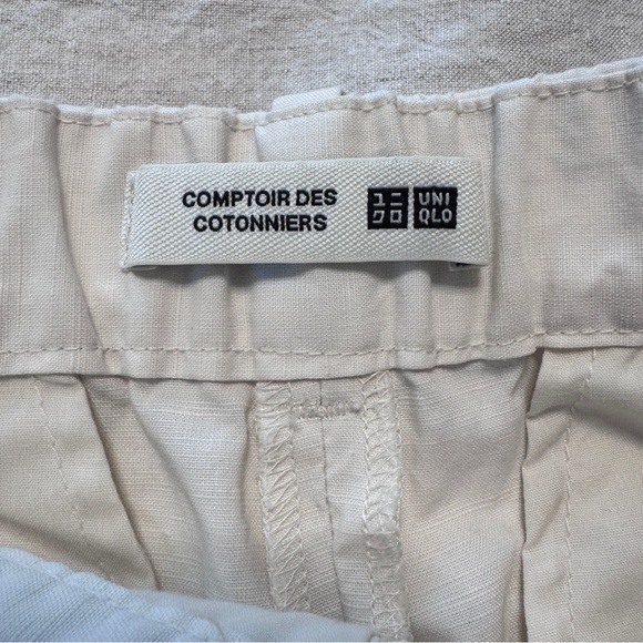 SOLD! Uniqlo Linen Blend Barrel Leg Pants M Off White - Picture 7 of 10